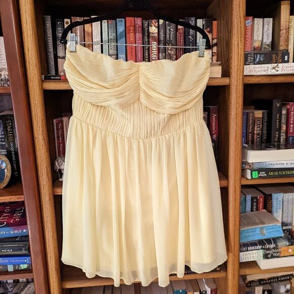 Lipsy London yellow strapless chiffon mini dress sz 12 nwt - Picture 1 of 6